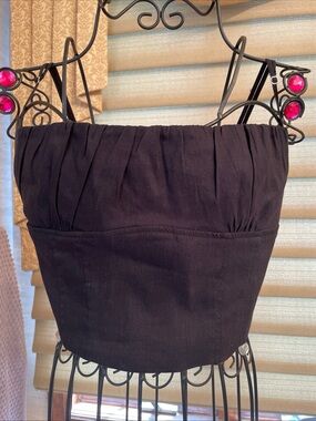 Zara Black Crop Top Size Medium - Stretch, Zipper Side/Adjustable Straps